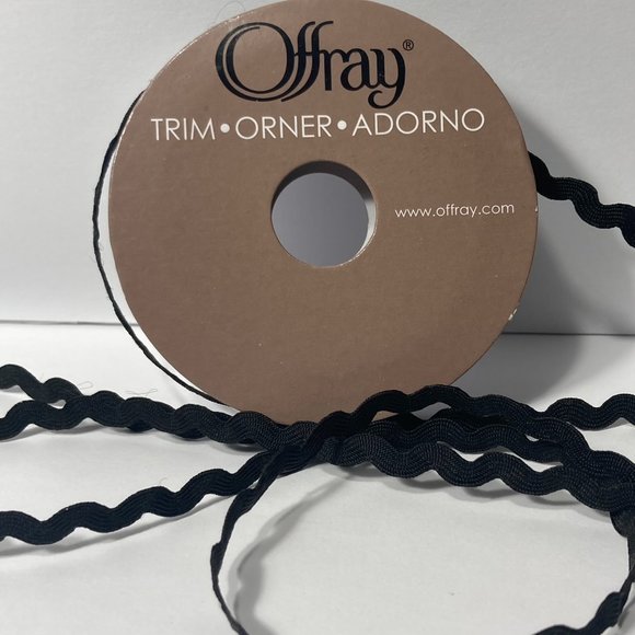 Black Ric Rac Trim Ribbon Offray 12 Rolls Craft Scrapbook Card Making Gifts - Picture 1 of 11